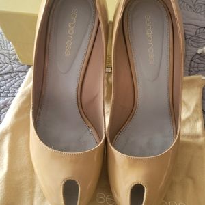 SERGIO ROSSI scarpe Donna blunt heel in nude Good Condition